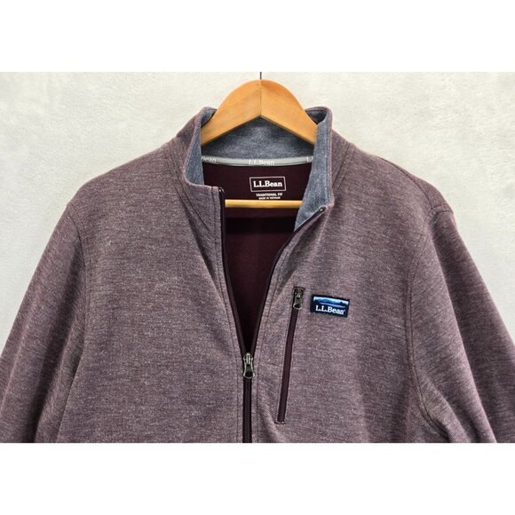 LL Bean Sweatshirt Jacket Full-Zip Plum Weave M Cotton Polyester Traditional Fit - Picture 4 of 14